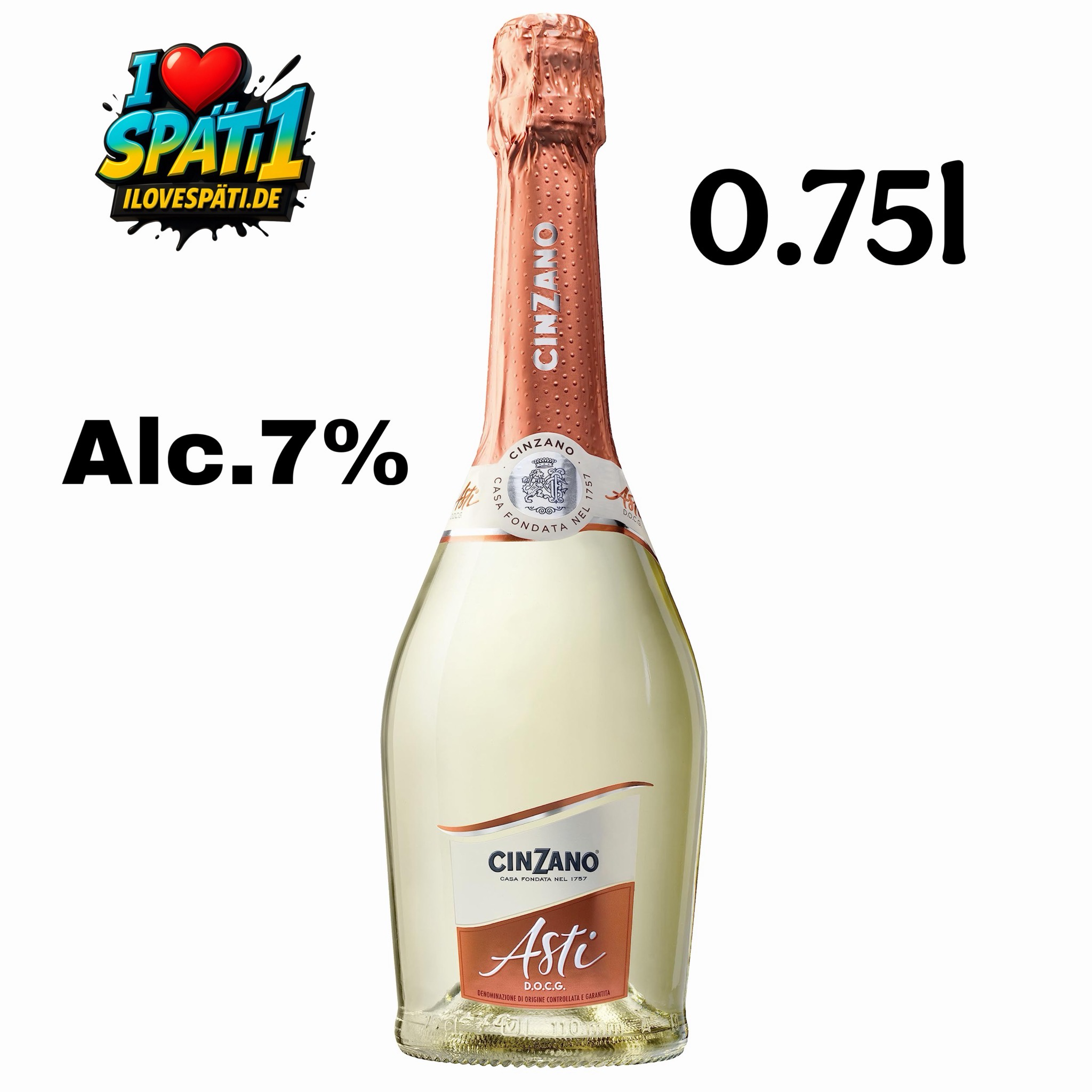 Asti Cinzano 0,75l, alc.7 Vol.-%, Sekt Italien