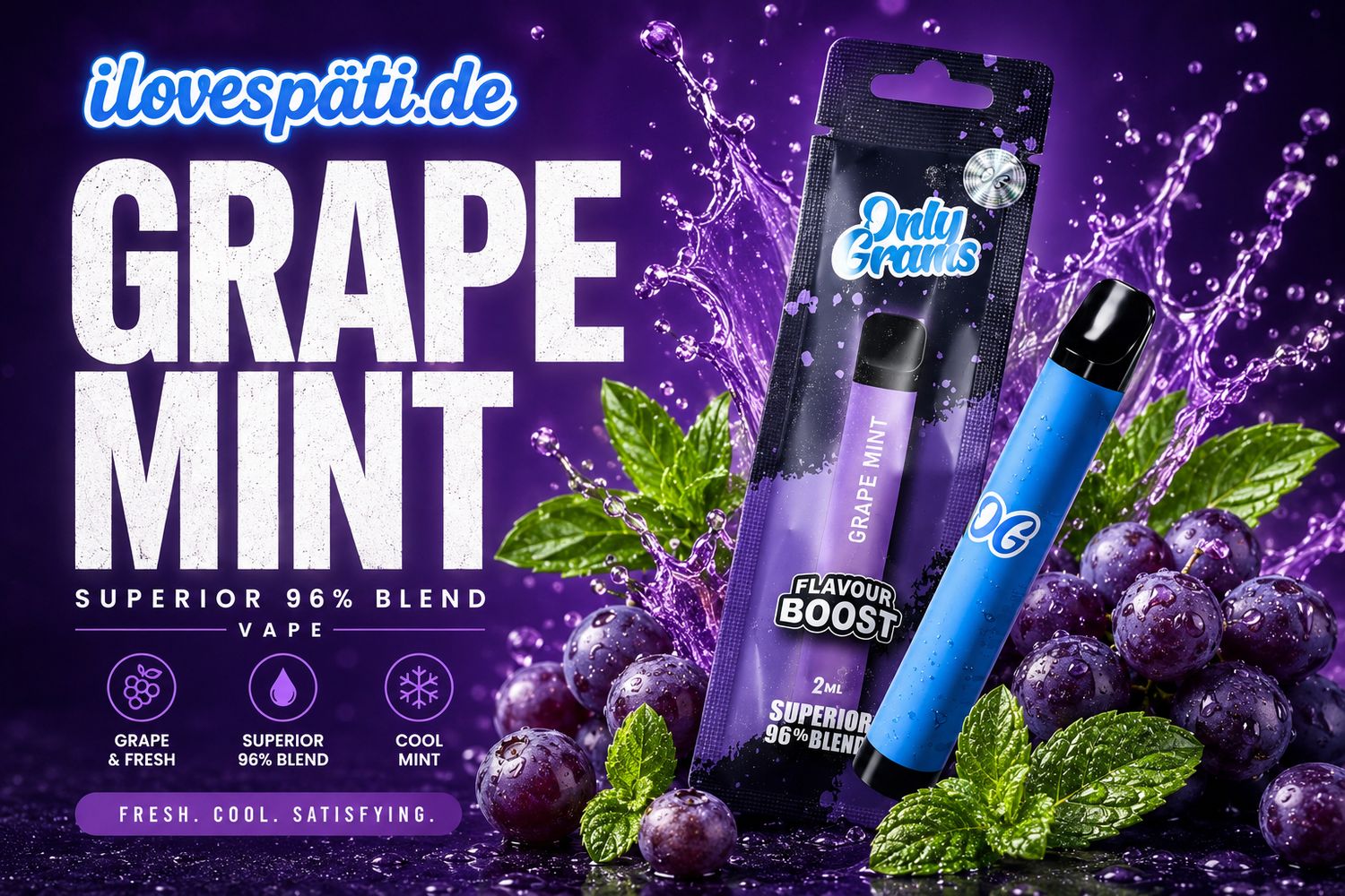 OnlyGrams Superior Blend Grape Mint Vape 2ml