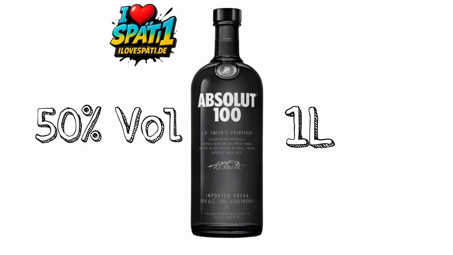 Absolut Vodka 100 1L 50% Vol