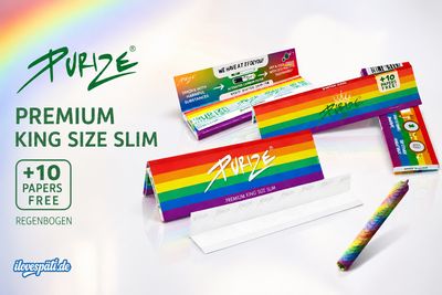 PURIZE Premium King Size Slim Regenbogen – Drehpapier mit +10 Papers Free