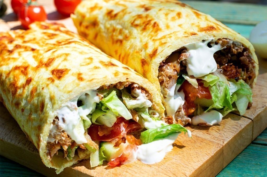 60. Drehspießdürüm überbacken Hähnchen