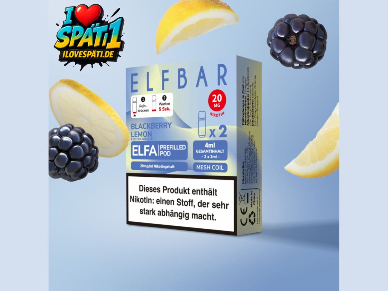 ELF BAR - ELFA - PREFILLED POD - BLACKBERRY LEMON