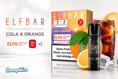 Elfbar ELFA Prefilled Pod – Cola &amp; Orange, 20 mg Nikotin, 2er Pack