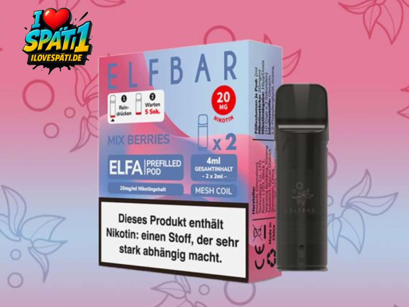 ELFBAR ELFA Prefilled Pod Mix Berries 20mg/ml Nikotinsalz (2er Pack)