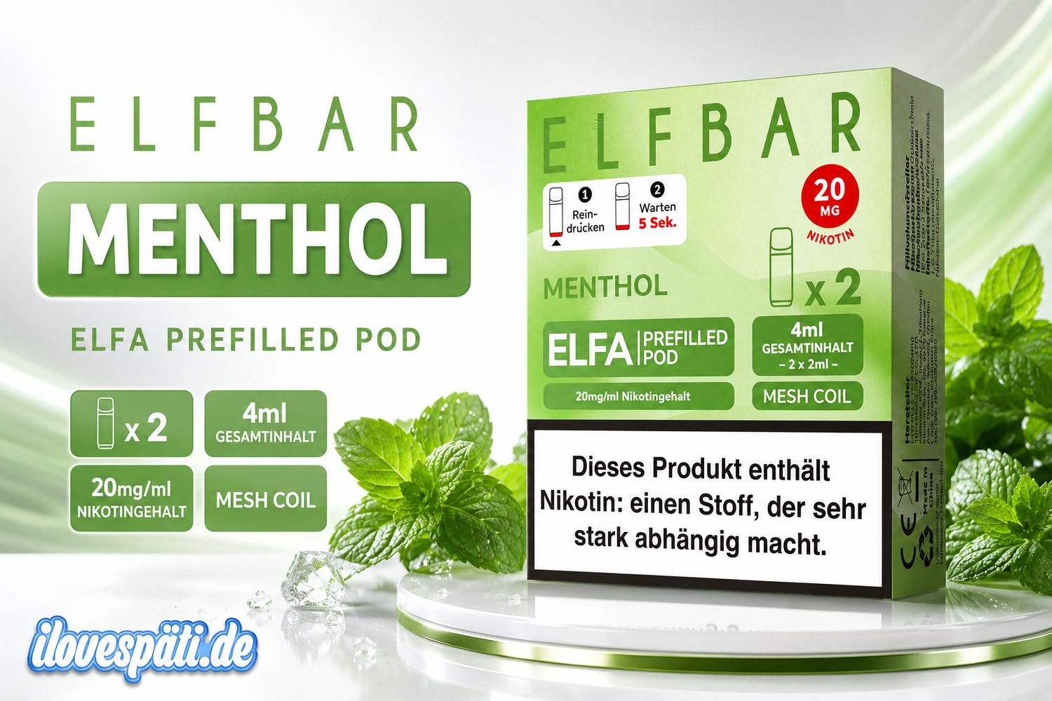 Elf Bar ELFA Prefilled Pod Menthol 2er Pack (4ml)