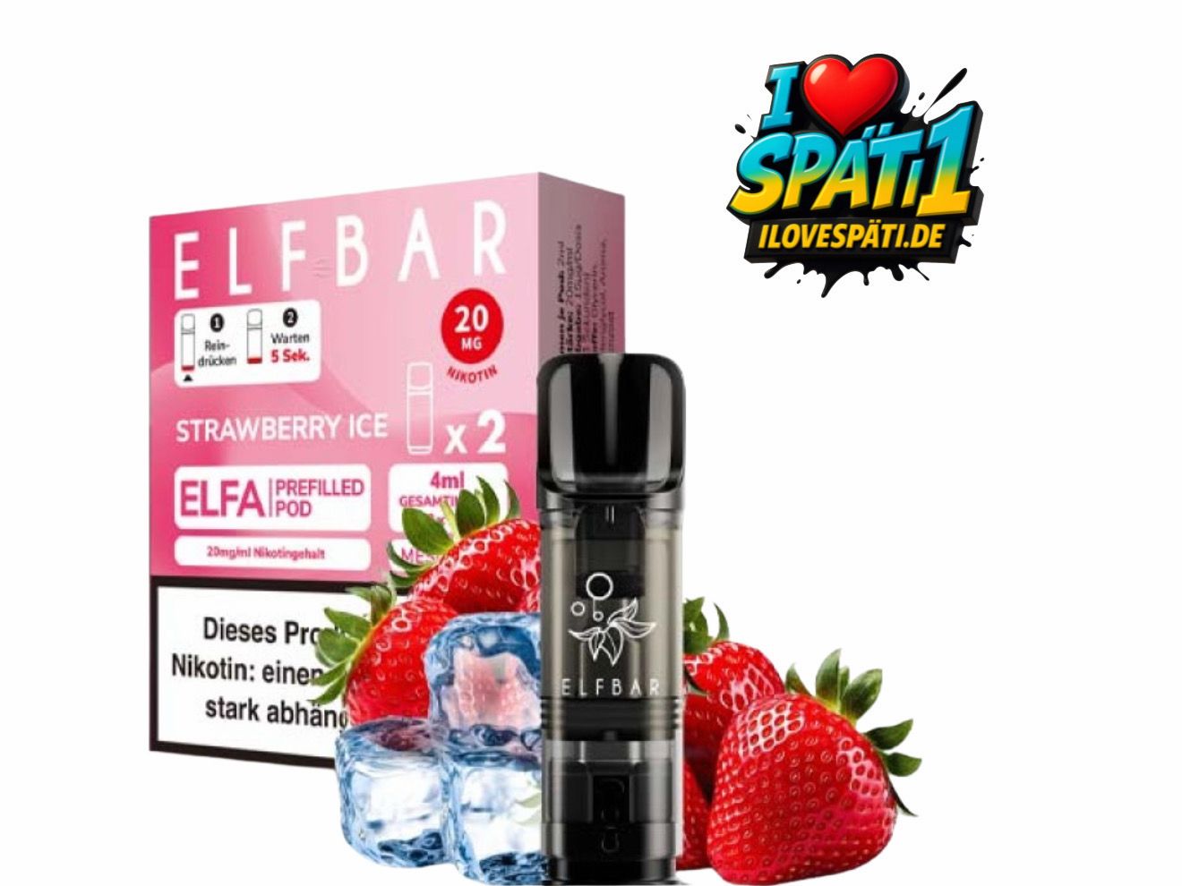ELFBAR ELFA Prefilled Pod Strawberry Ice 20mg/ml Nikotinsalz (2er Pack)