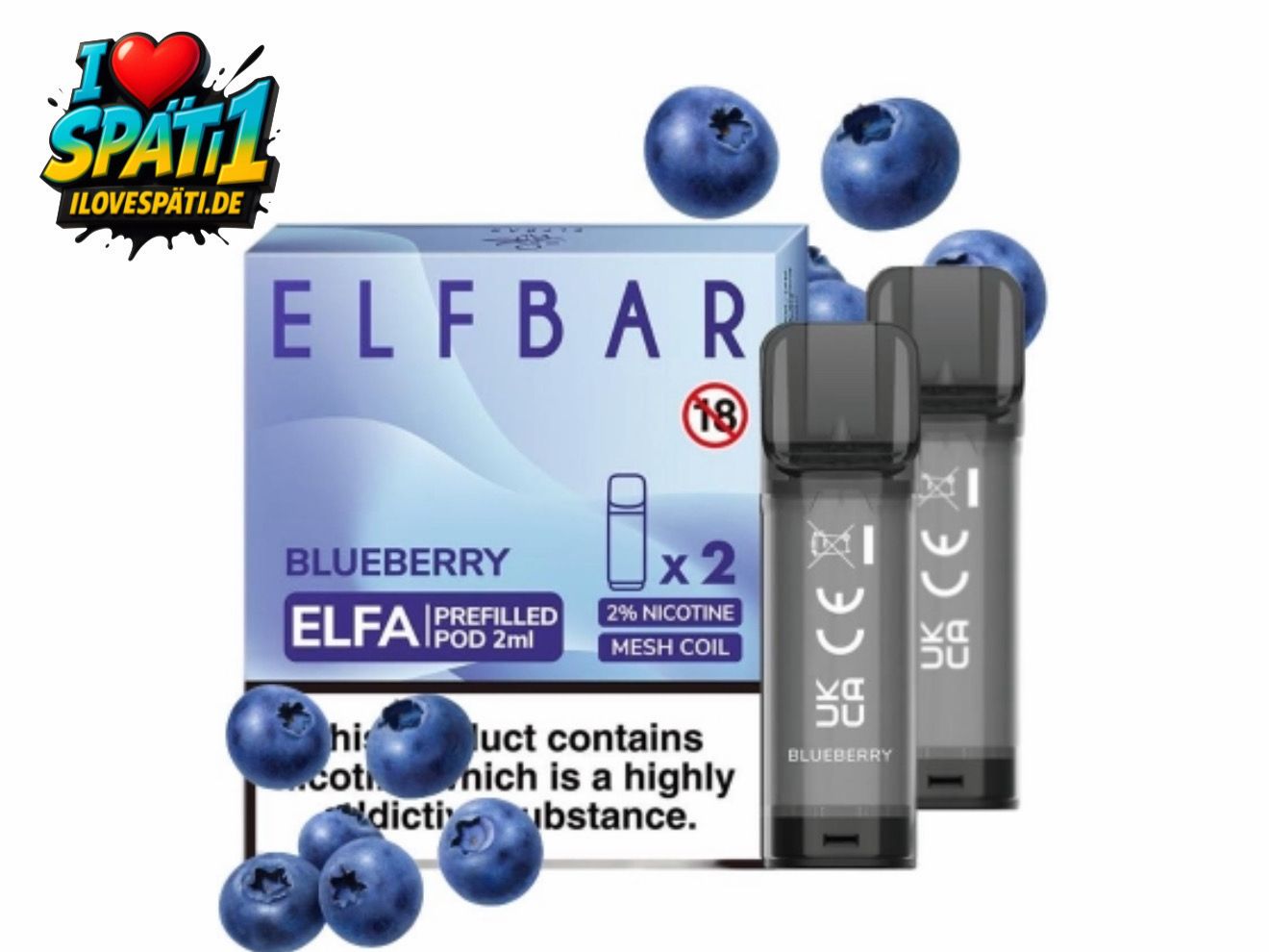 ELFBAR ELFA Prefilled Pod Blueberry 20mg/ml Nikotinsalz (2er Pack)