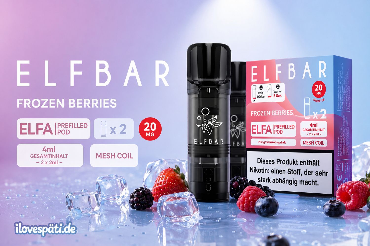 Elfbar ELFA Prefilled Pod – Frozen Berries, 20 mg Nikotin, 2er Pack