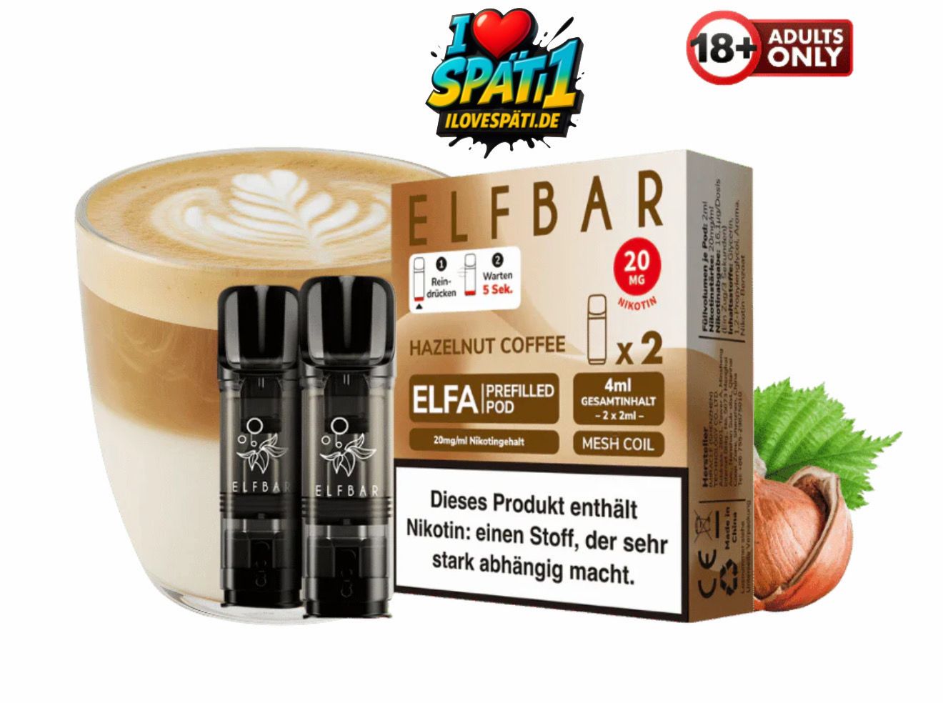 ELFBAR ELFA HAZELNUT COFFEE PODS