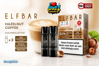 Elfbar ELFA Prefilled Pod – Hazelnut Coffee, 20 mg/ml Nikotin, 2er Pack