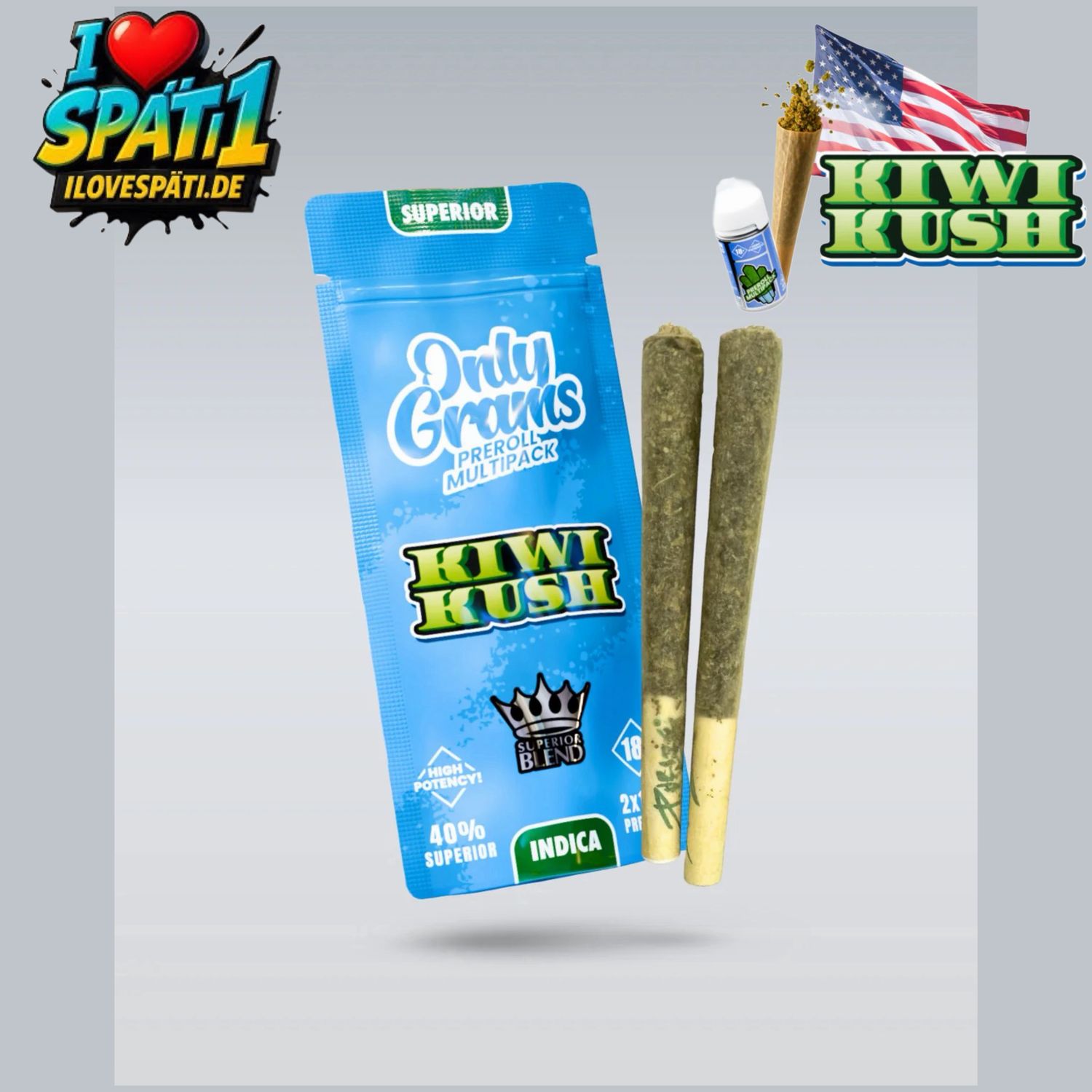 OnlyGrams Superior Pre-Rolls - Kiwi Kush 2er Pack | 3g (Räucherstäbchen)