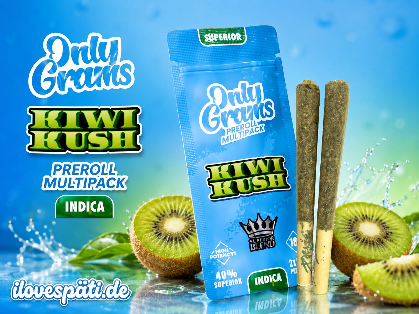 OnlyGrams Superior Pre-Rolls - Kiwi Kush 2er Pack | 3g (Räucherstäbchen)