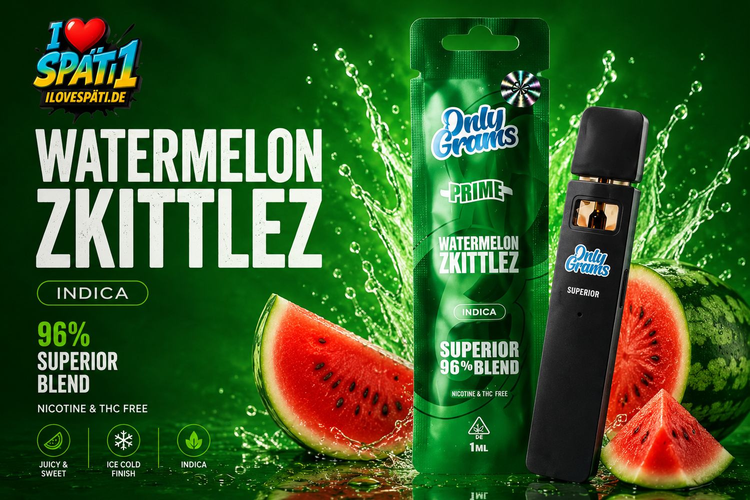 Only Grams Superior Blend Vape - Watermelon Zkittlez 2ml