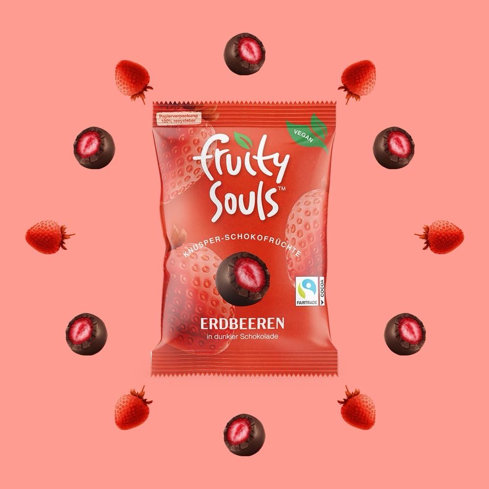 FruitySouls Knusper-Schokofrüchte Erdbeeren vegan 80g