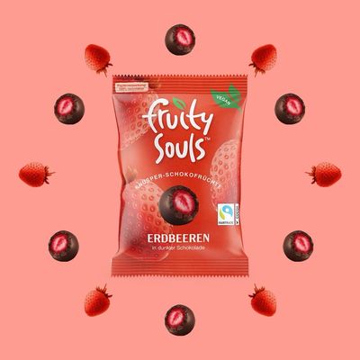 FruitySouls Knusper-Schokofrüchte Erdbeeren vegan 80g
