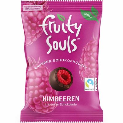 FruitySouls Knusper-Schokofrüchte Himbeeren Schoko-Duo 80g