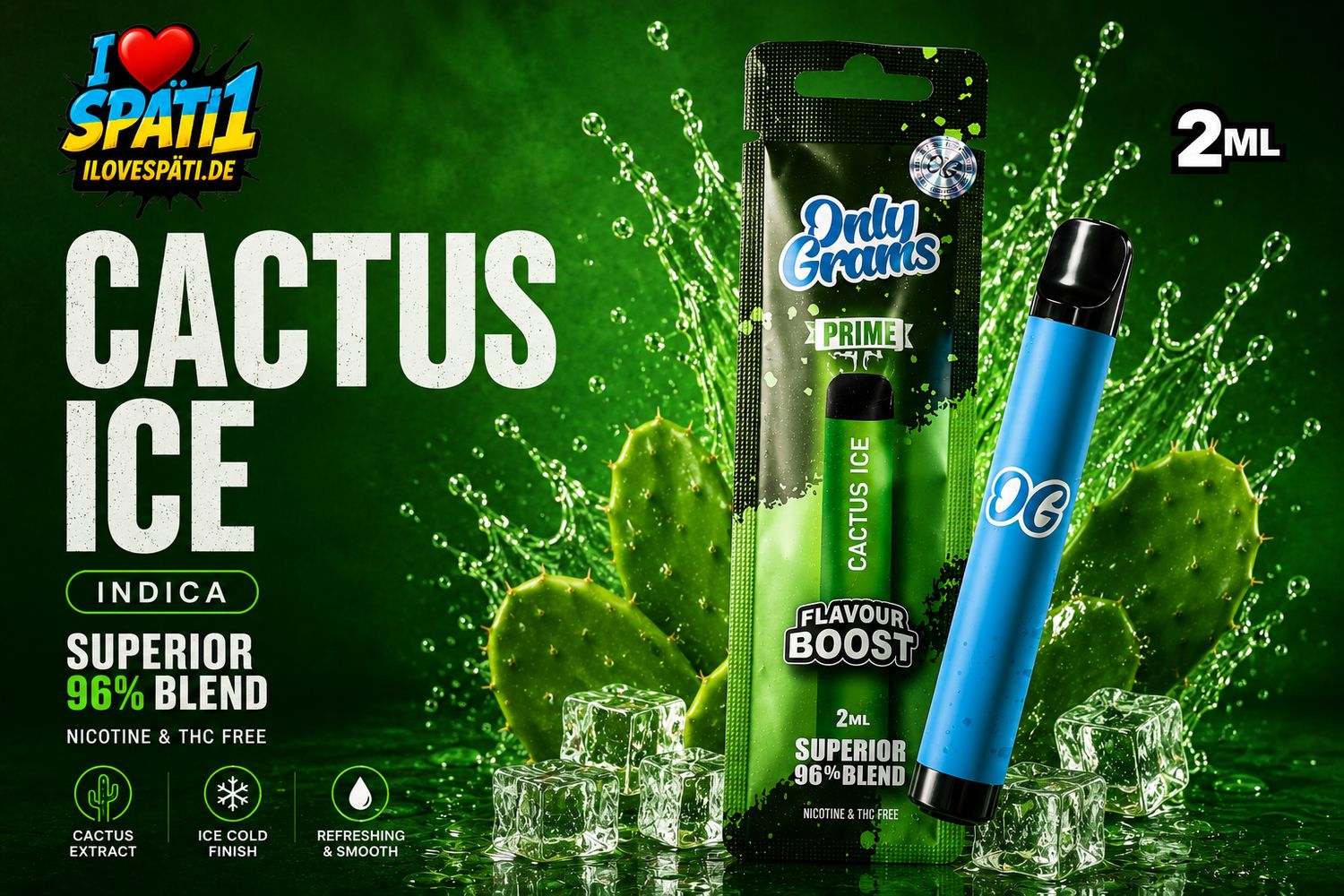 Only Grams - Cactus Ice (Kaktus, Eis) - Superior Vape 96% - 2ml