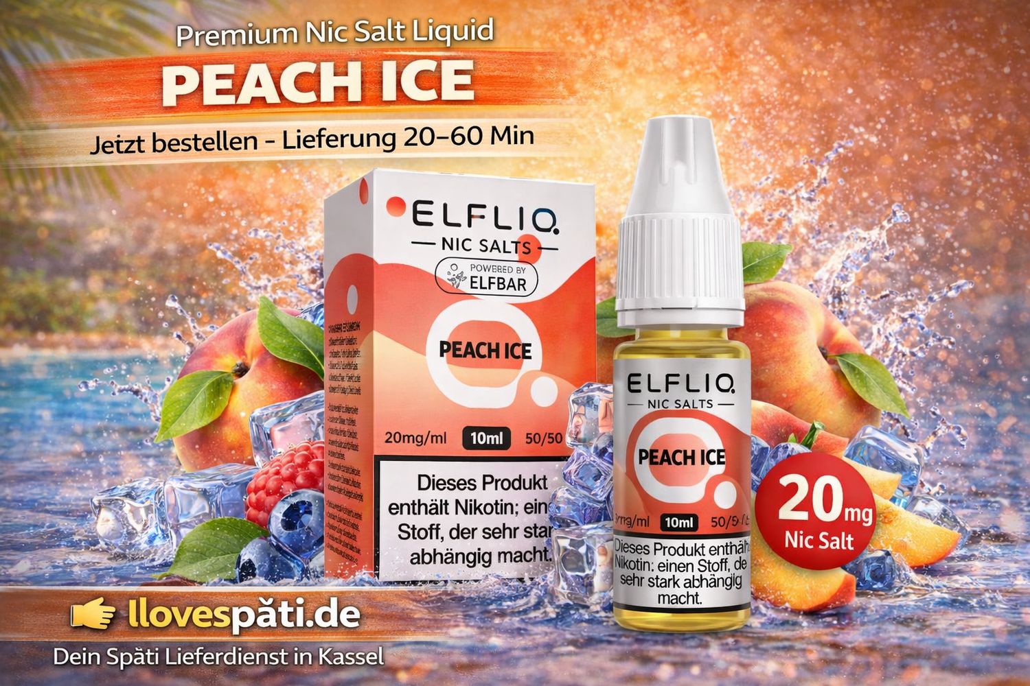 ELFLIQ Peach Ice (20mg) – Nic Salt Liquid