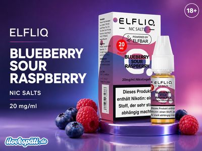 ELFBAR ELFLIQ Blueberry Sour Raspberry Nic Salts 10 ml 20 mg/ml Nikotinsalz Liquid 50/50