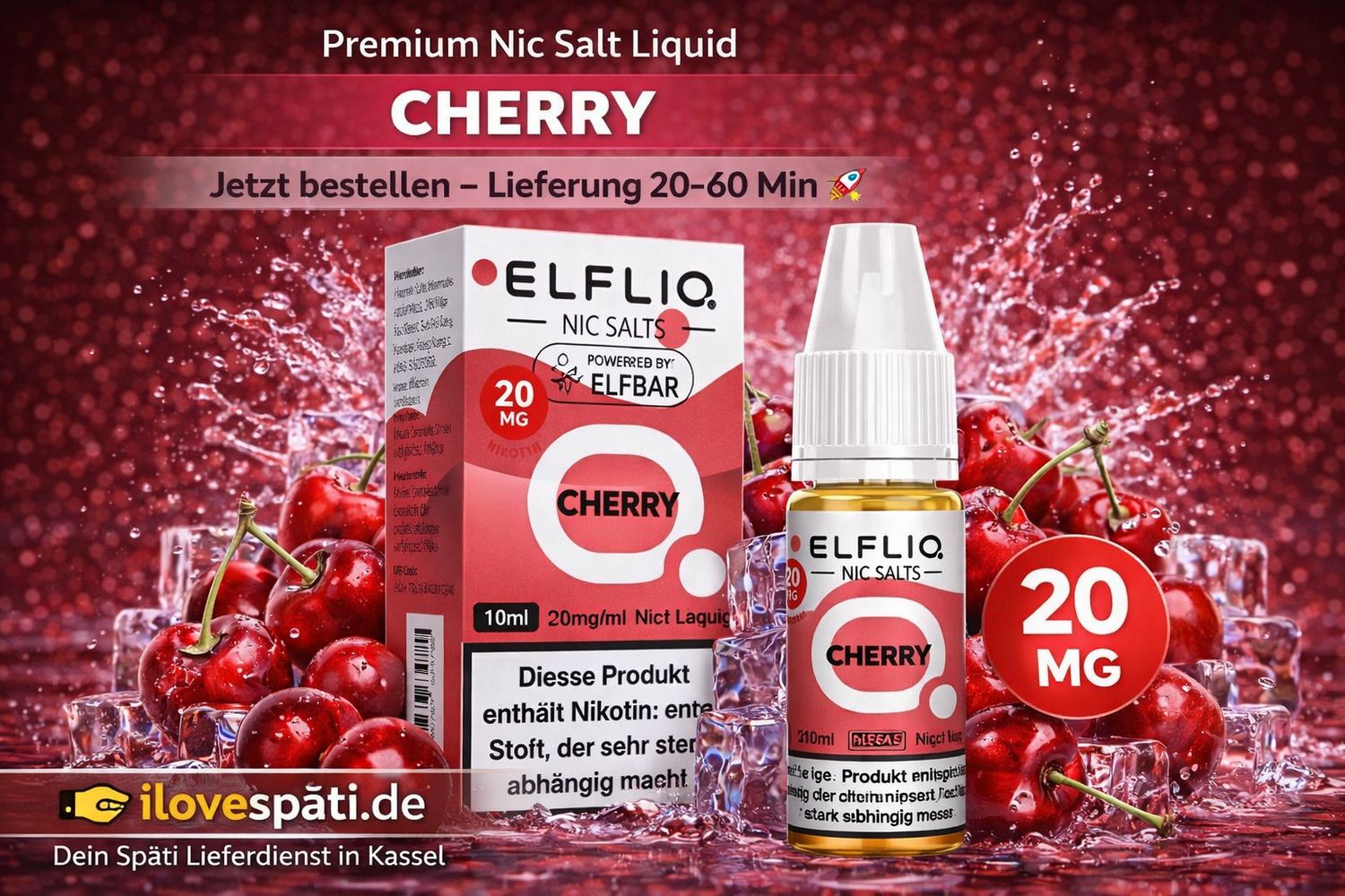 ELFLIQ Cherry 20mg Nic Salt Liquid 10ml
