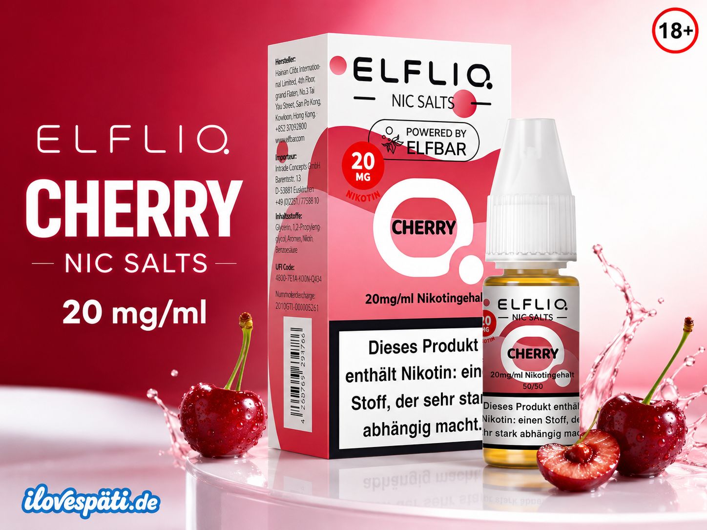 ELFLIQ Cherry Nic Salts by ELFBAR 10 ml 20 mg/ml Nikotinsalz Liquid 50/50