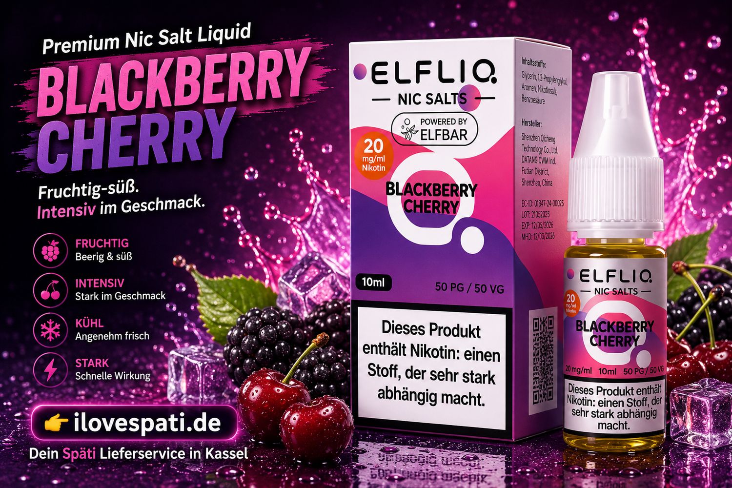 Elfliq Nic Salt Blackberry Cherry 20mg 10ml