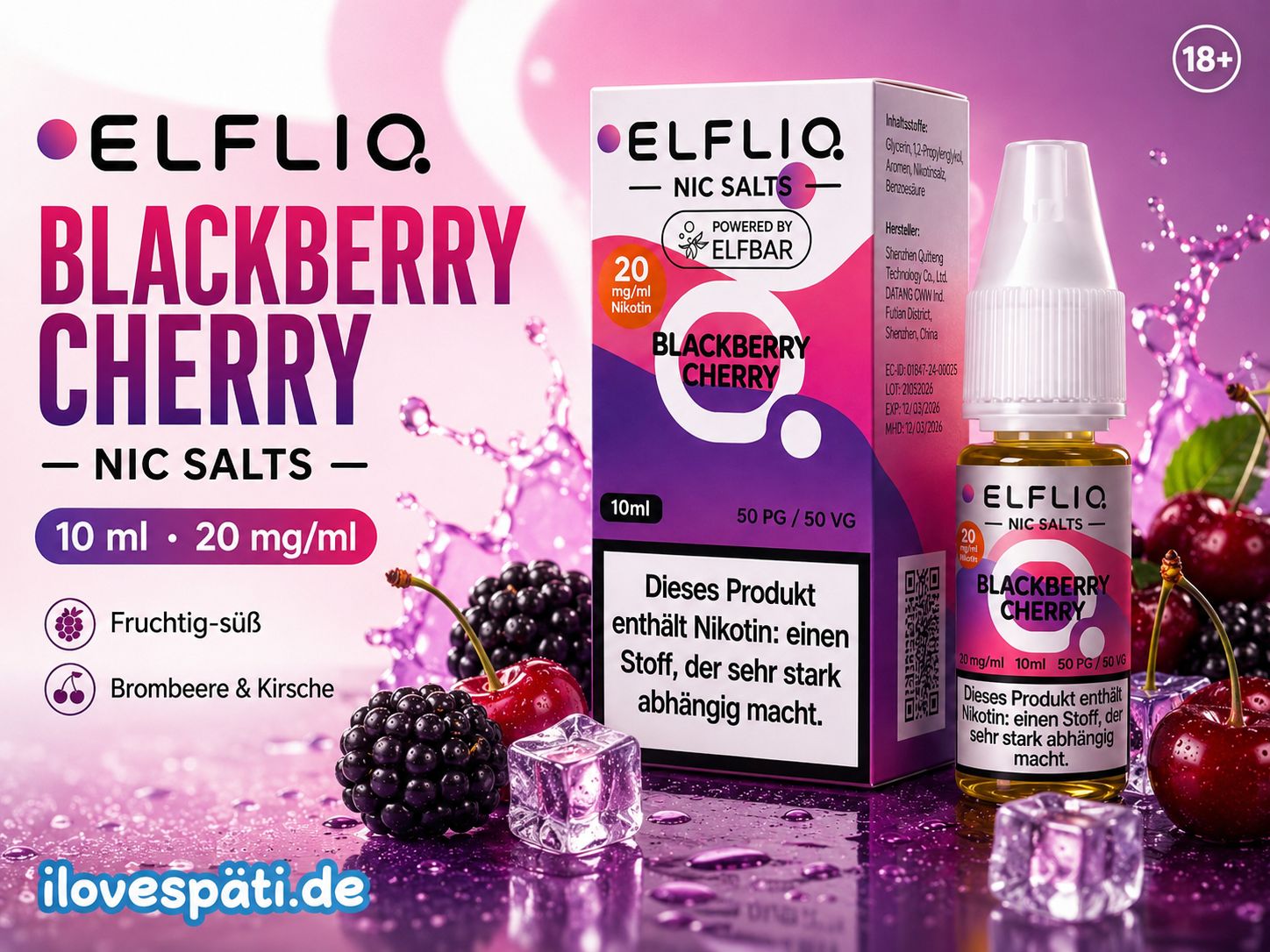 Elfliq Nic Salt Blackberry Cherry 20mg 10ml