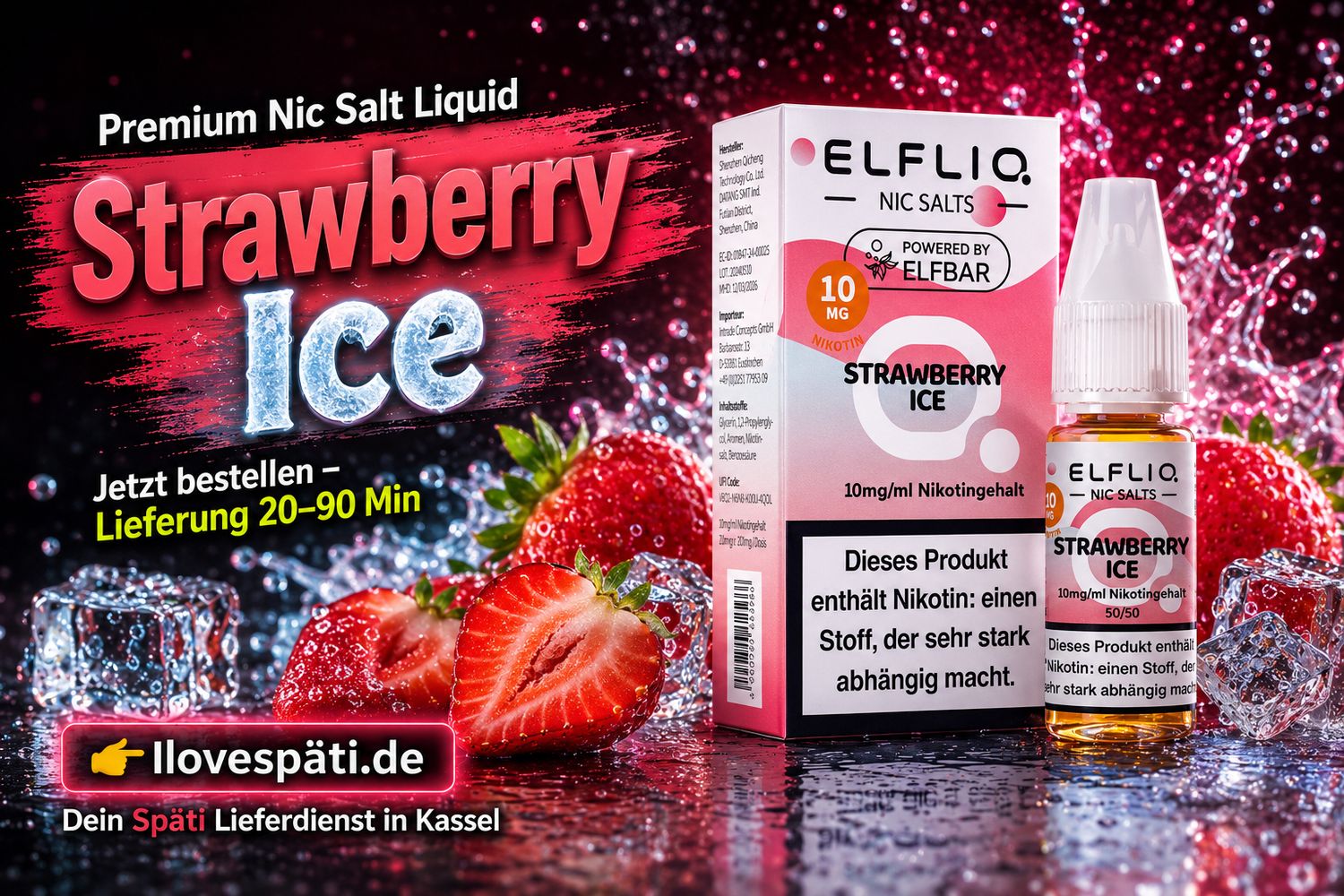 Elfliq Nic Salt Strawberry Ice 10mg 10ml