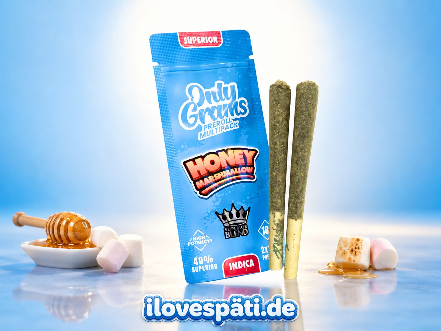 OnlyGrams Honey Marshmallow Indica Superior Pre-Rolls 2 × 1,5 g | 40 % Blend