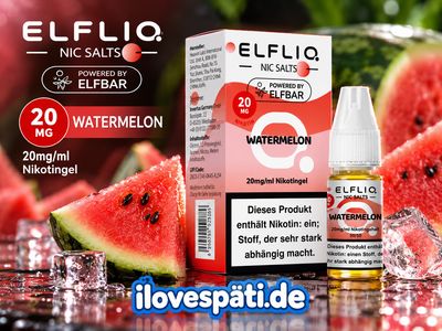 ELFLIQ Nic Salts Watermelon Nikotinsalz Liquid 10 ml 20 mg/ml ELFLIQ Nic Salts Watermelon Nikotinsalz Liquid 10 ml 20 mg/ml