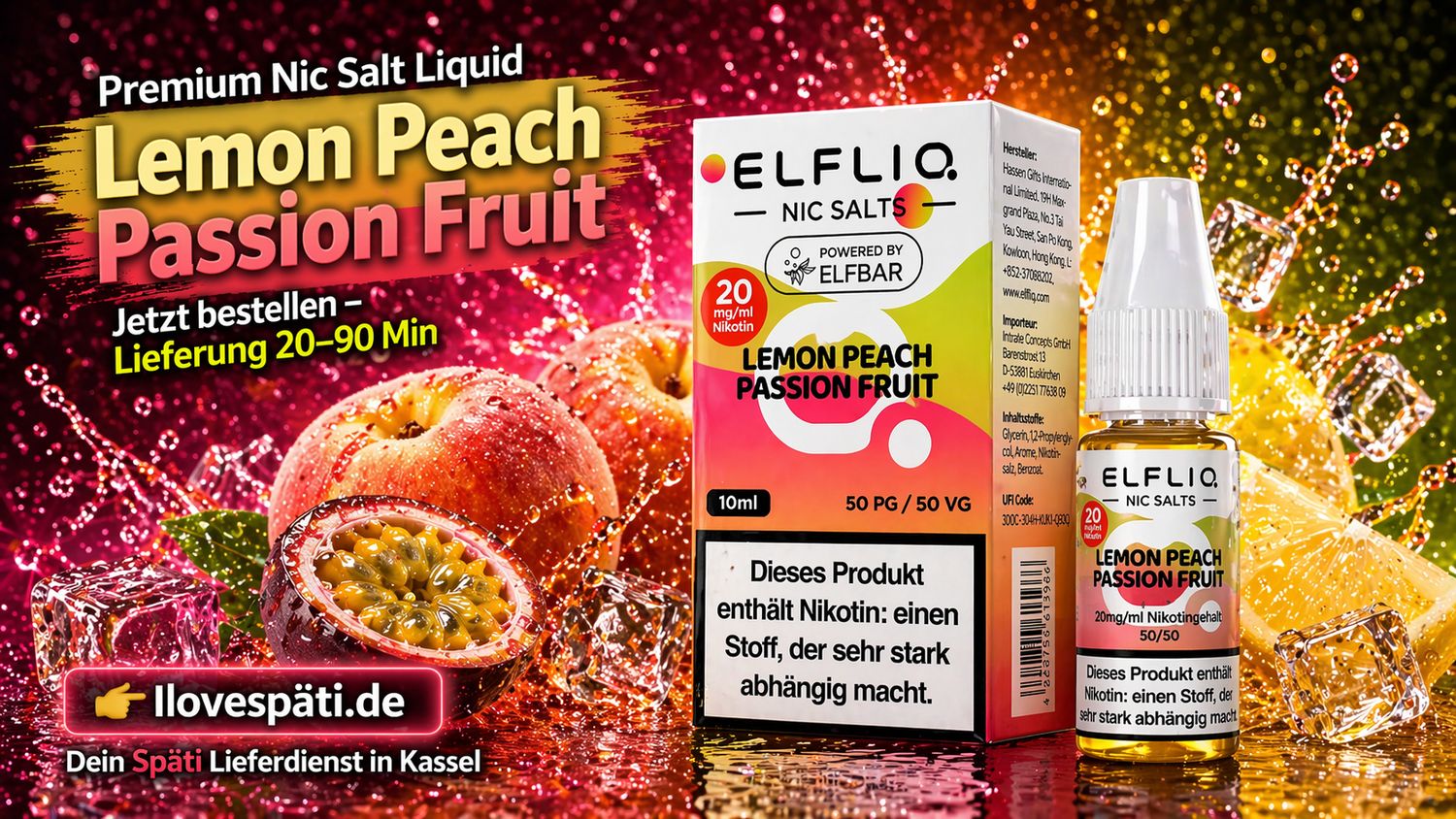 ELFLIQ Liquid Lemon Peach Passion Fruit 20mg/ml 10ml