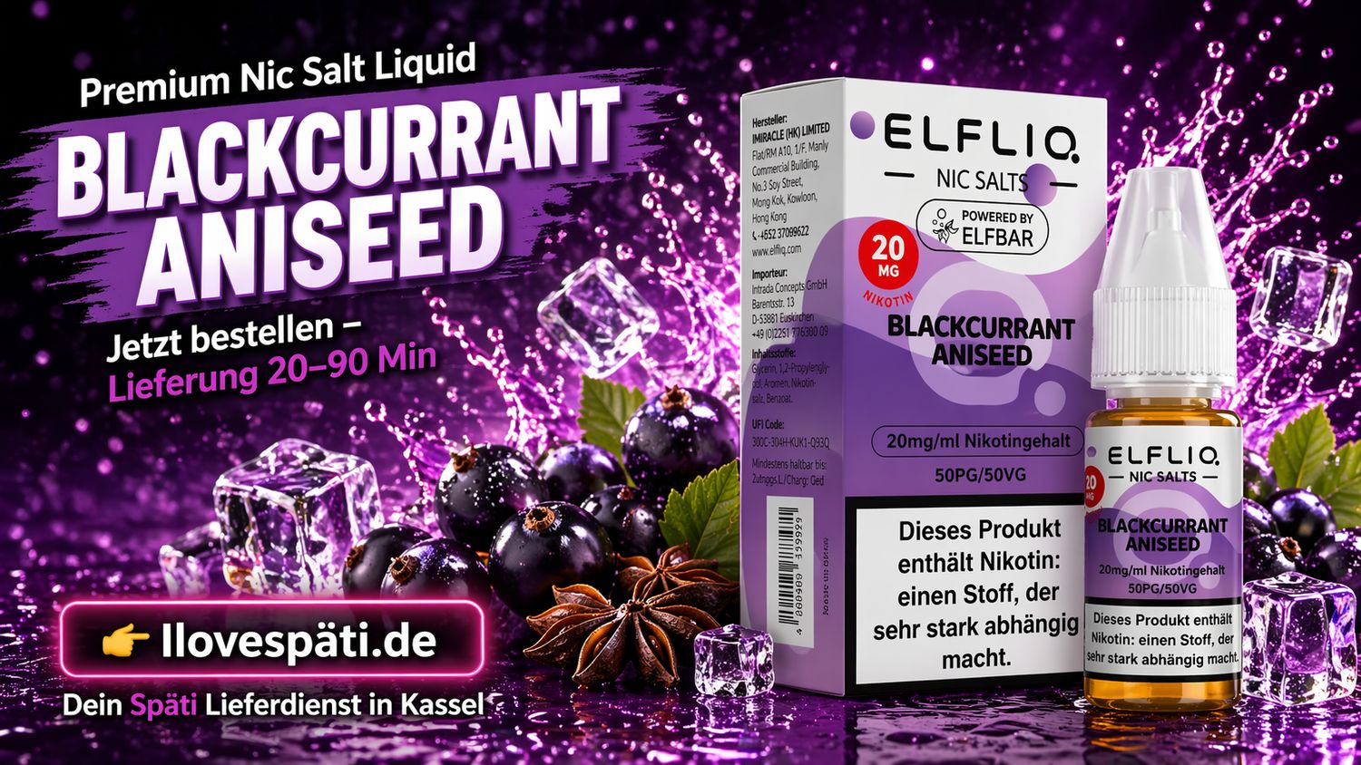 ELFLIQ Liquid Blackcurrant Aniseed 20mg/ml 10ml