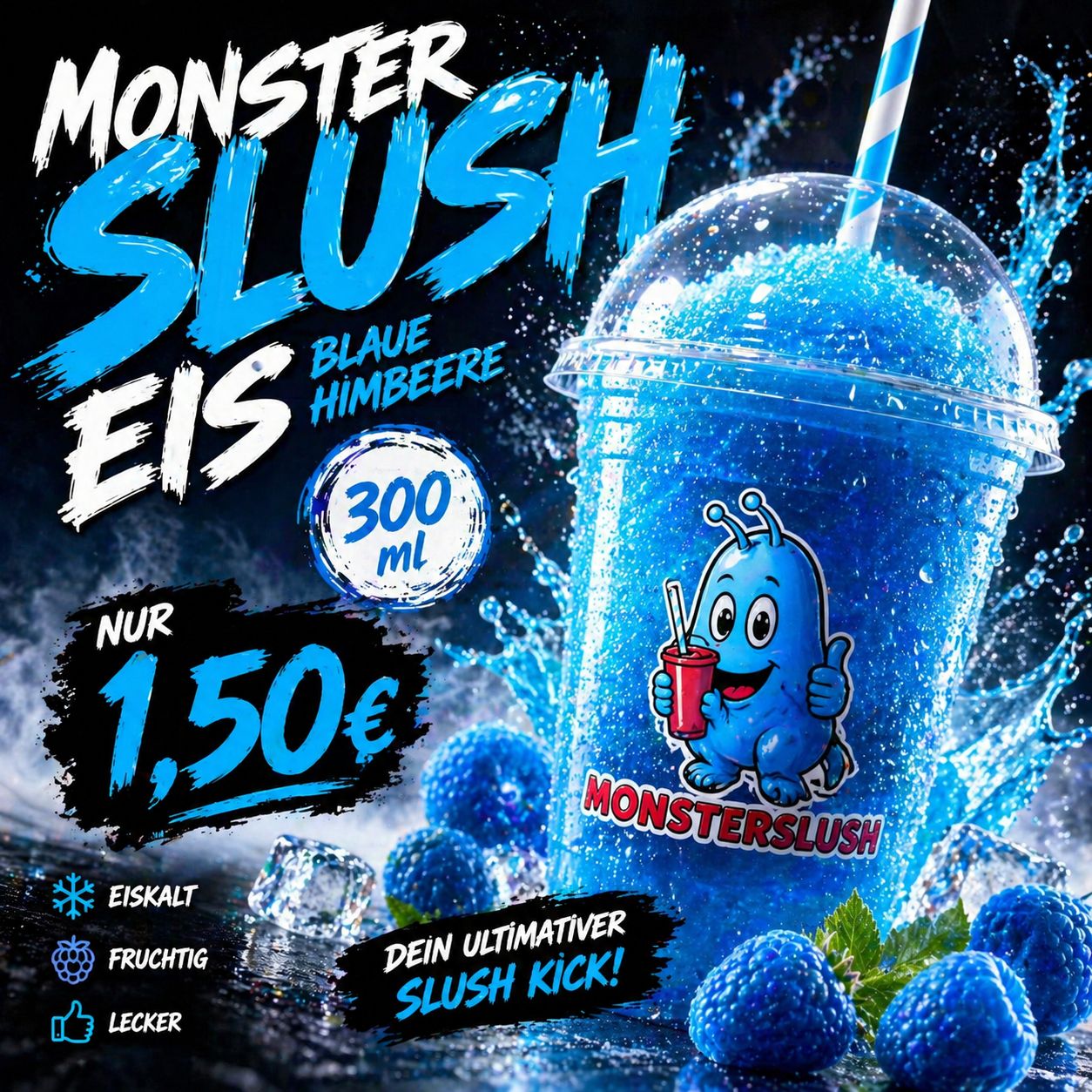 Monster Slush Eis Blue Himbeere 300ml