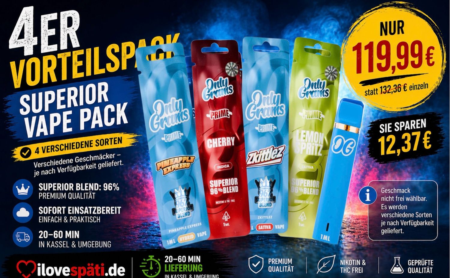 Only Grams Superior Vape 4er Vorteilspack