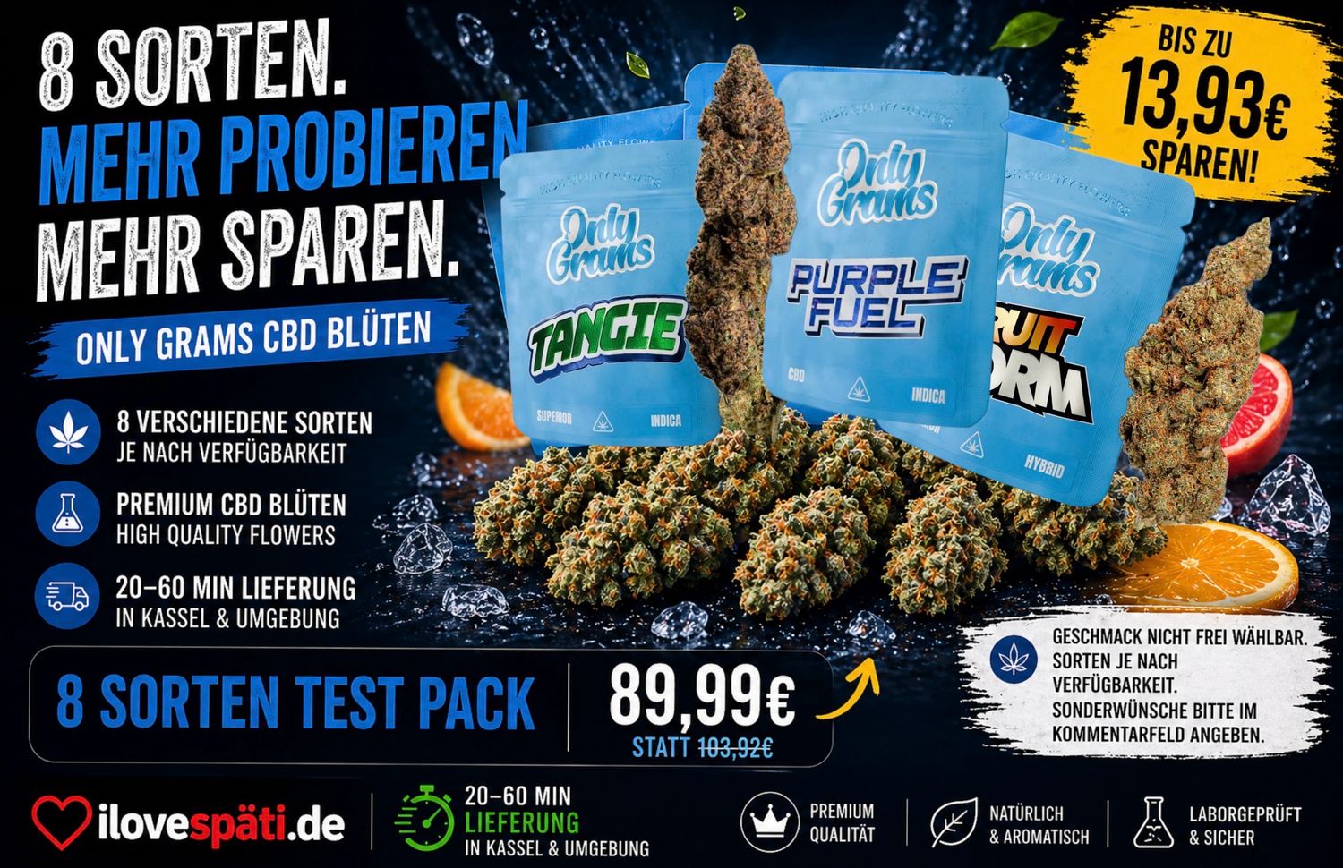 Only Grams CBD Blüten 8 Sorten Test Pack