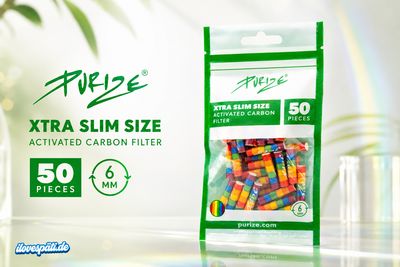 PURIZE Xtra Slim Size Activated Carbon Filter – 6 mm, 50 Stück