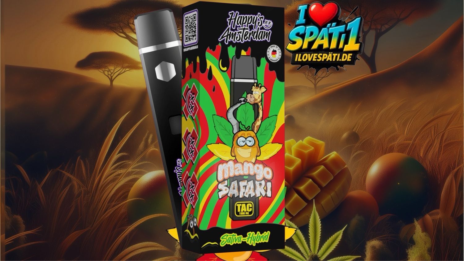 Happy Amsterdam Mango Safari TAC Vape 1000mg