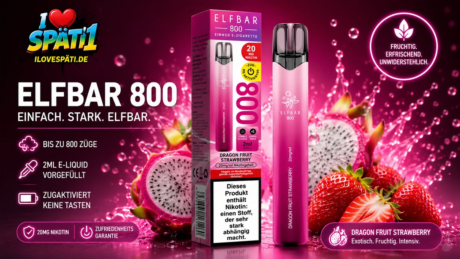 Elfbar 800 Dragon Fruit Strawberry