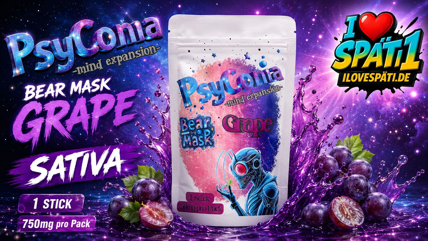 PsyConia Bear Mask Grape HPC 750mg