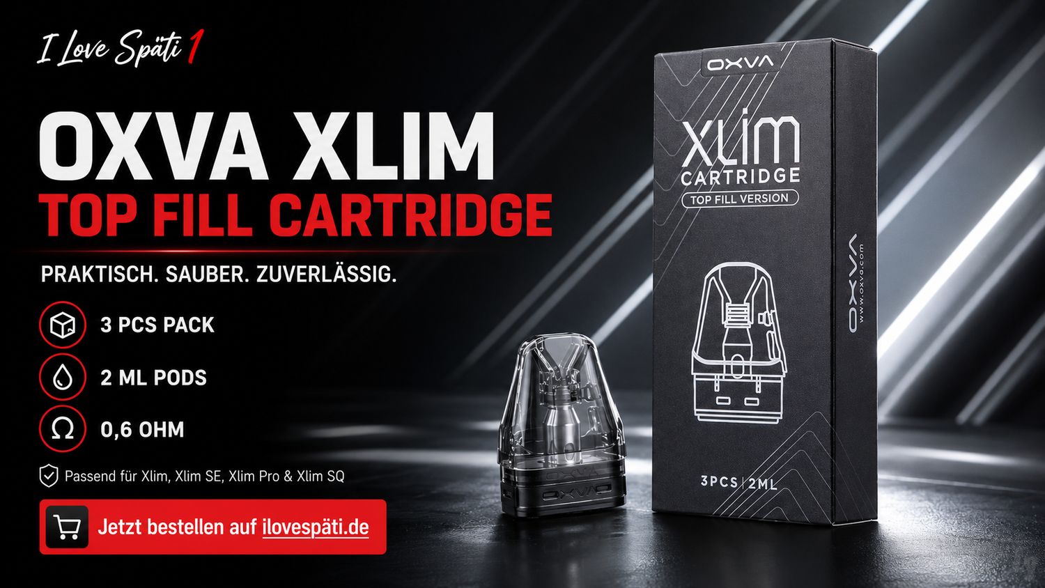 OXVA Xlim Top Fill Cartridge 0,6 Ohm 3er Pack