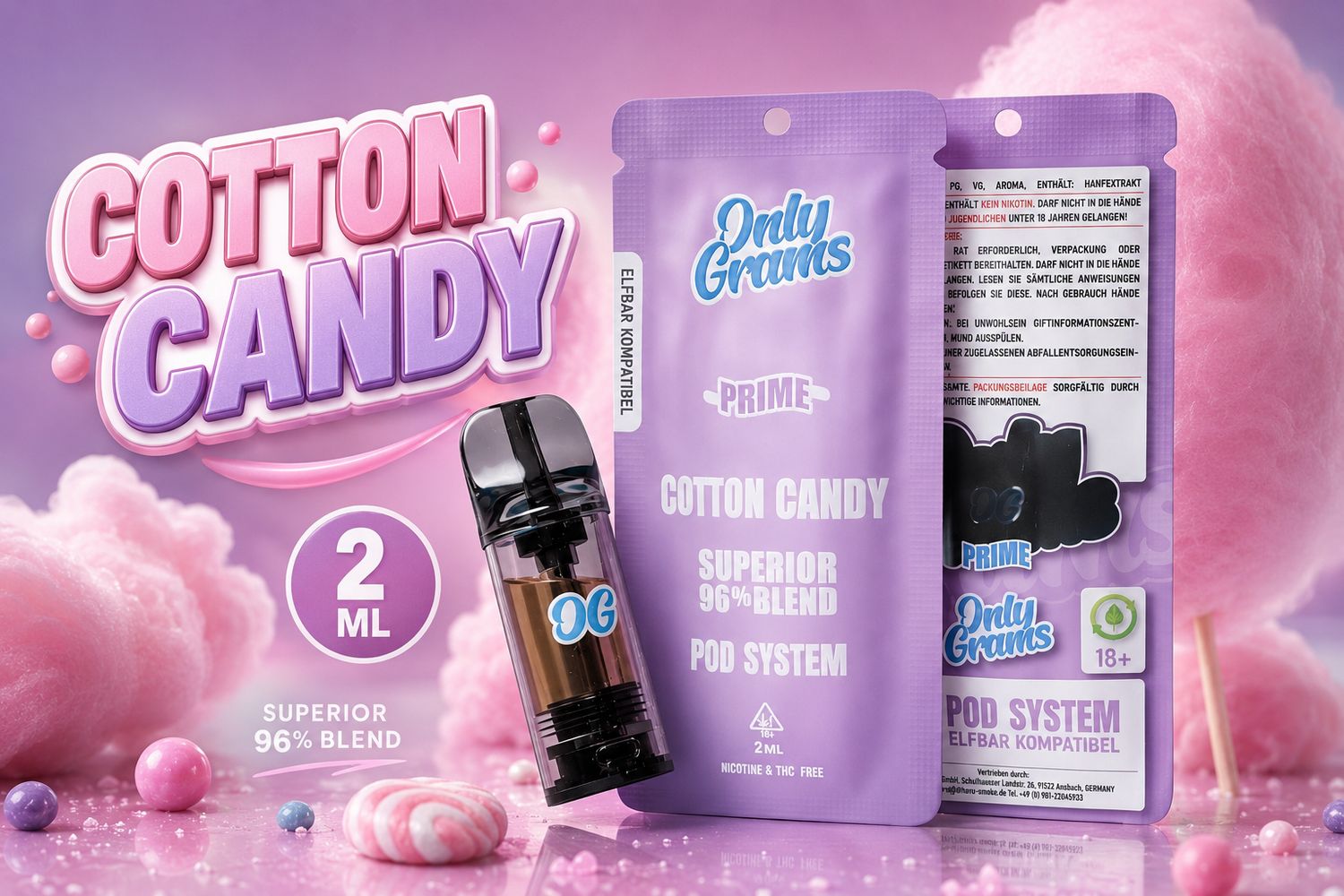 OnlyGrams Superior Blend Cotton Candy 2ml Pod