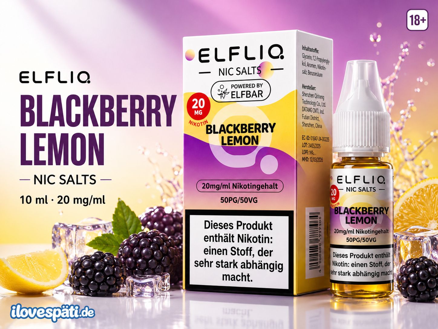 Elfliq Nic Salt Blackberry Lemon 20mg 10ml