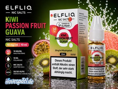 Elfliq Nic Salt Kiwi Passion Fruit Guava 10mg 10ml Elfliq Nic Salt Kiwi Passion Fruit Guava 10mg 10ml