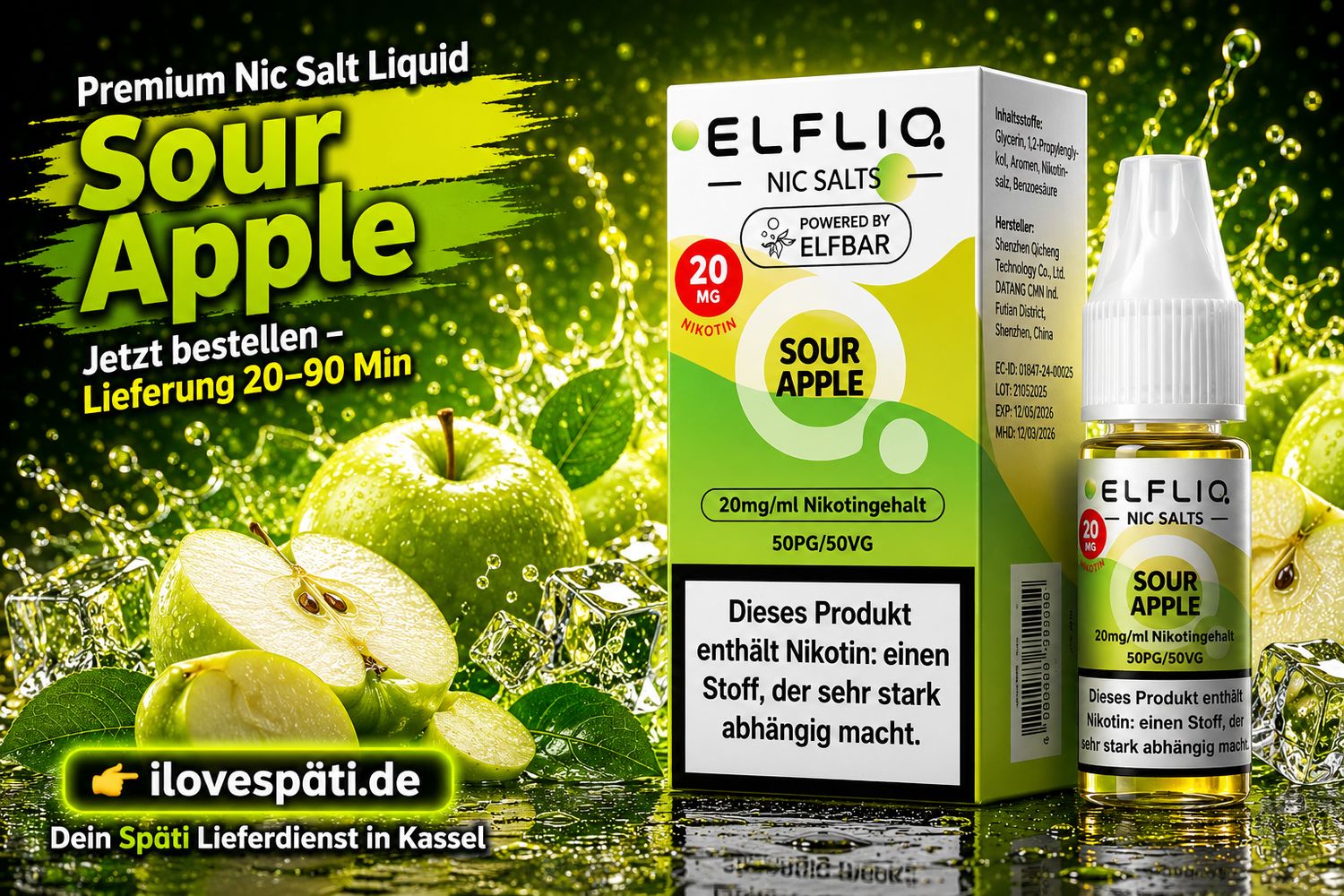 Elfliq Nic Salt Sour Apple 20mg 10ml