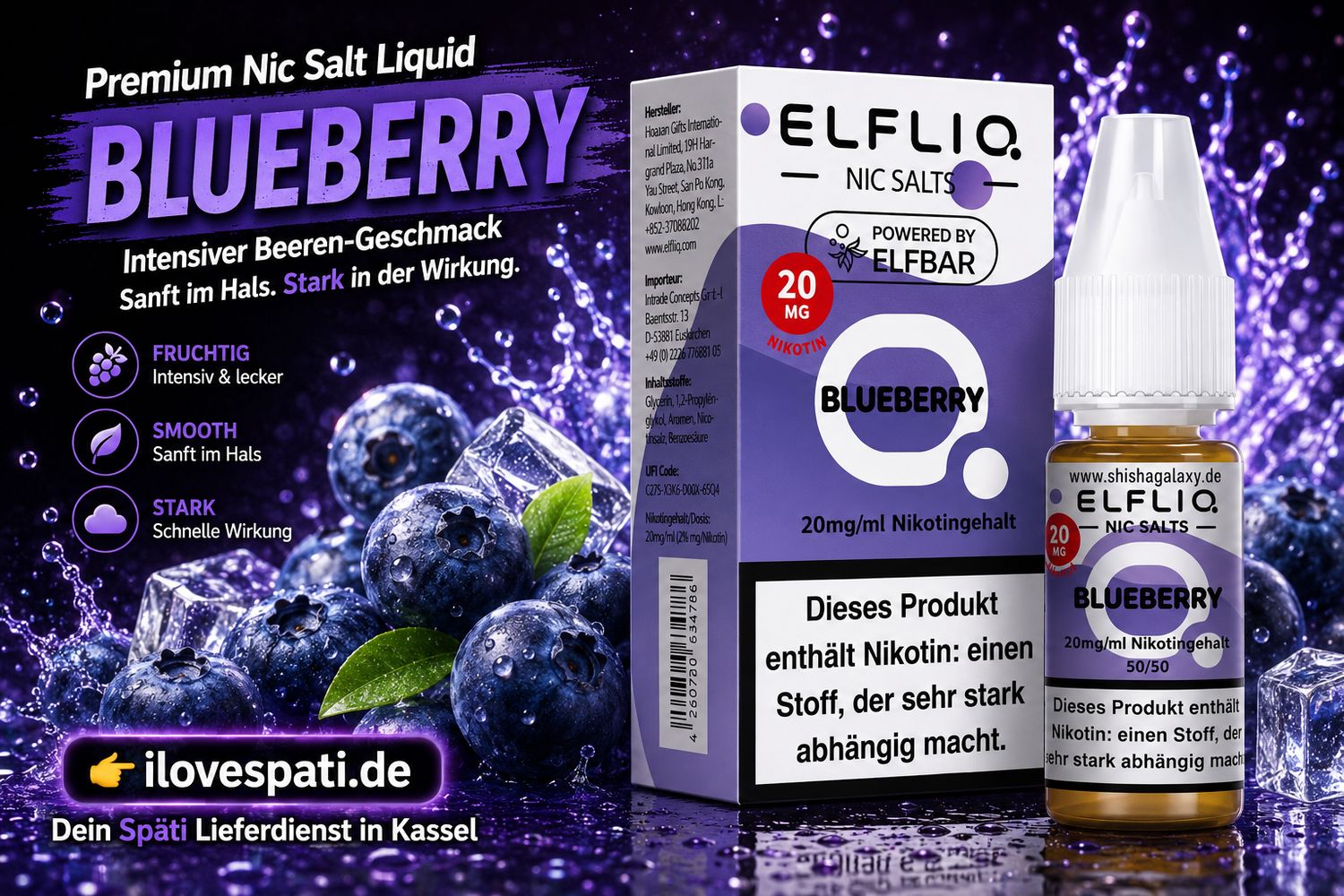 Elfliq Nic Salt Blueberry 20mg 10ml