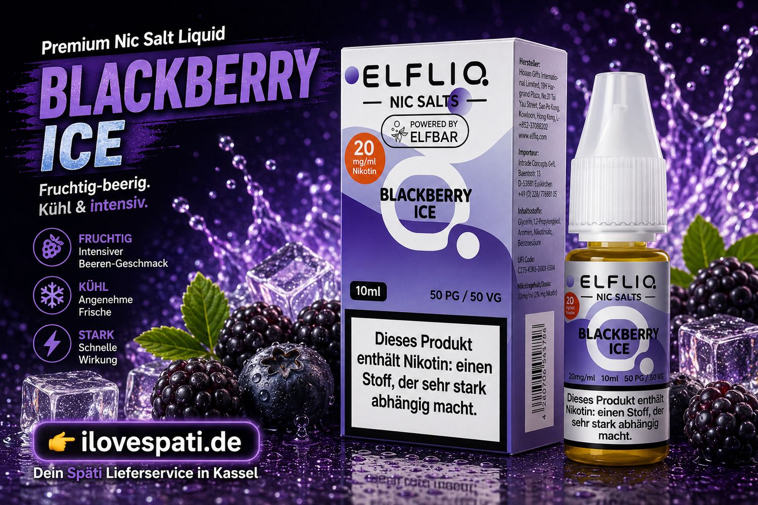Elfliq Nic Salt Blackberry Ice 20mg 10ml