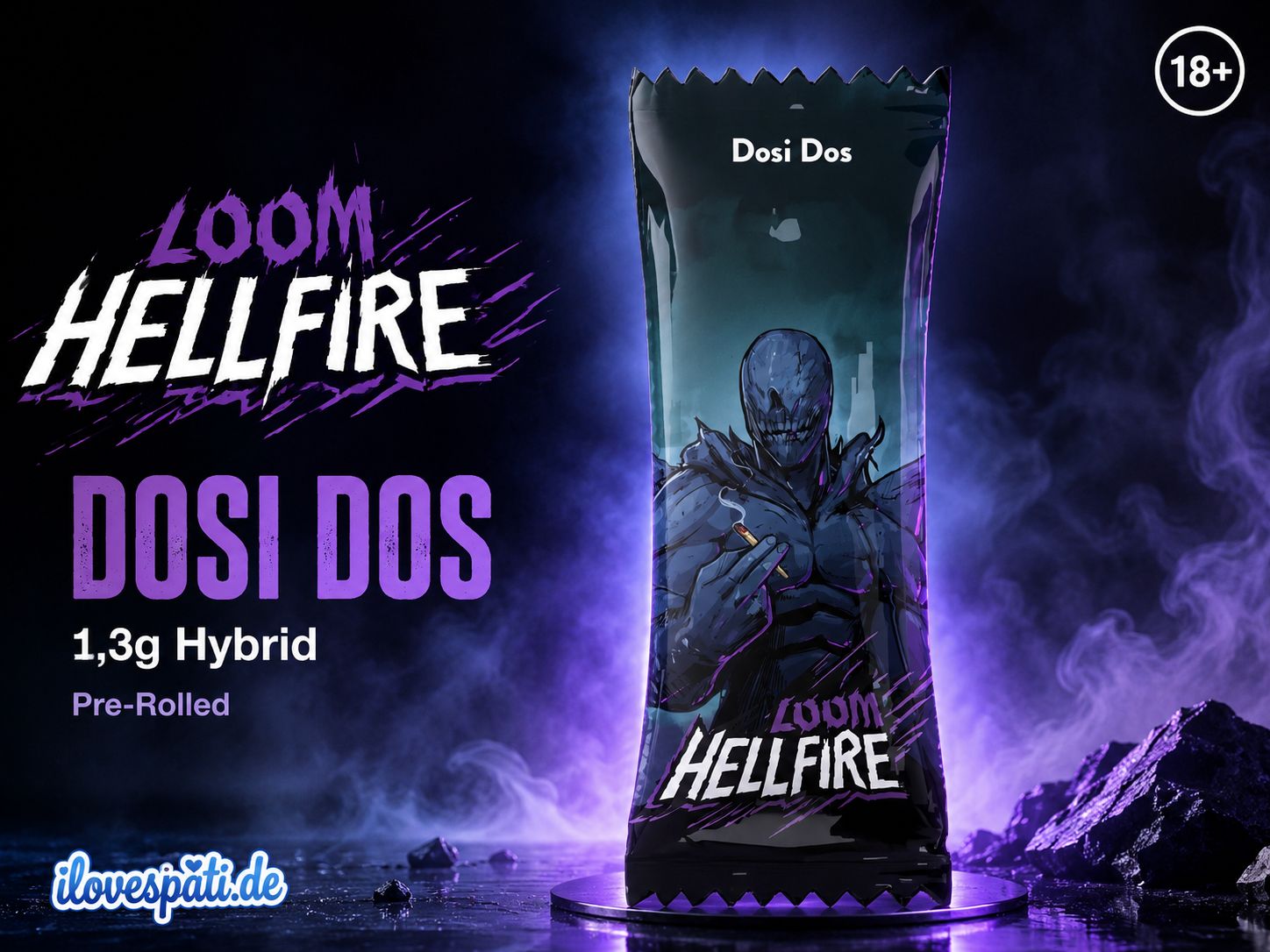 LOOM Hellfire Dosi Dos H2 Pre-Roll 1 Stück 1,3 g Hybrid 40% H2-Blend 0% THC