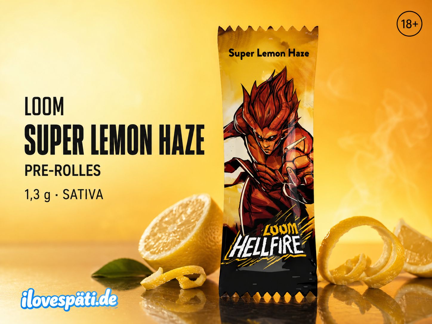 LOOM Hellfire Super Lemon Haze H2 Pre-Roll 1 Stück 1,3 g Sativa 40% Superior 0% THC