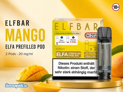 ELFBAR ELFA Mango Prefilled Pods 2 Stück 2 × 2 ml 20 mg/ml Nikotinsalz Mesh Coil