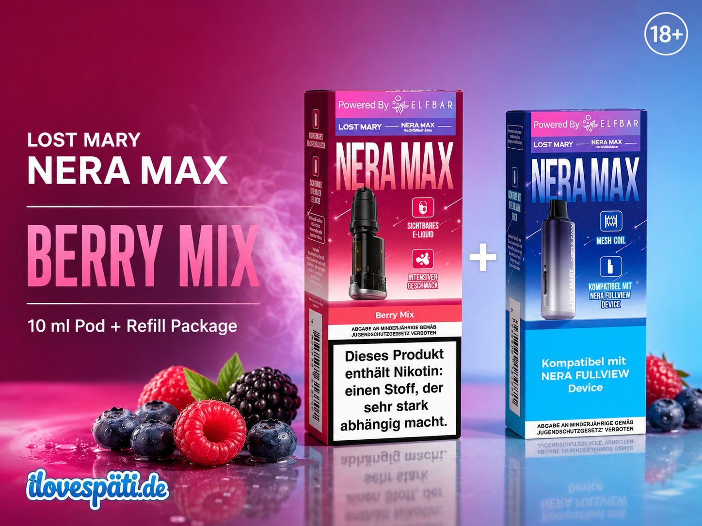 Lost Mary NERA Max Berry Mix Refill Container + Refillable Pod 10 ml 20 mg/ml Nikotinsalz